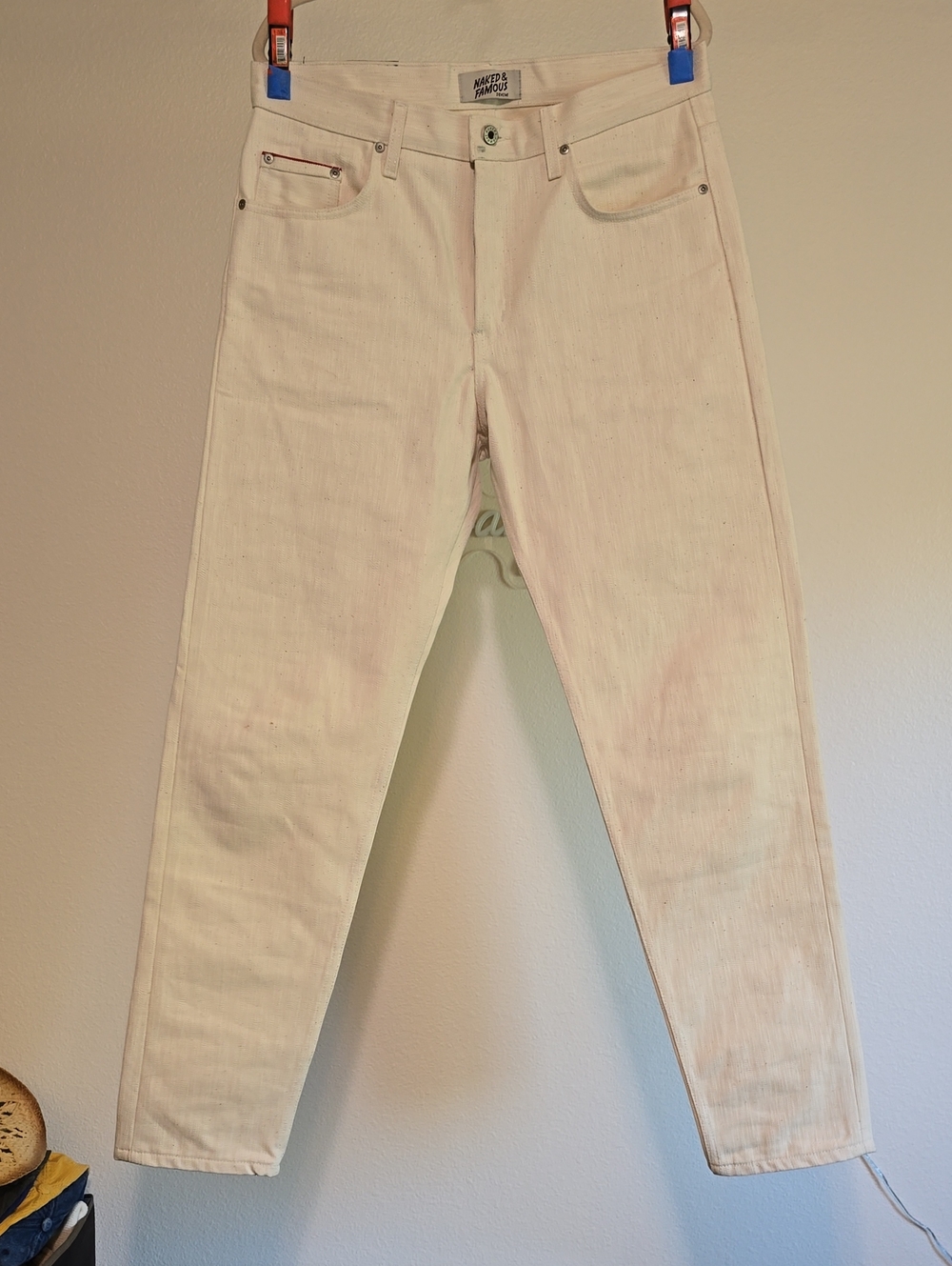 Naked & Famous Denim Ecru 16oz Big Slub Straight Jeans